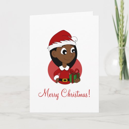 Christmas girl cartoon holiday card