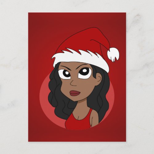 Christmas girl cartoon holiday postcard