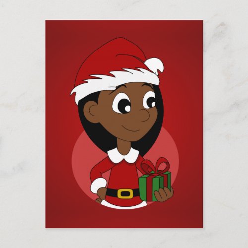 Christmas girl cartoon holiday postcard