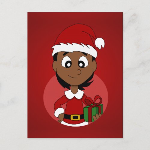 Christmas girl cartoon holiday postcard