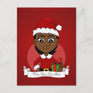 Christmas girl cartoon holiday postcard