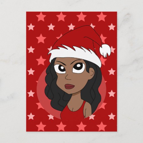 Christmas girl cartoon holiday postcard