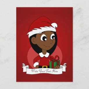 Christmas girl cartoon holiday postcard