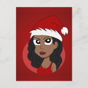 Christmas girl cartoon holiday postcard