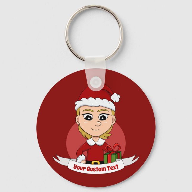 Christmas girl cartoon keychain (Front)