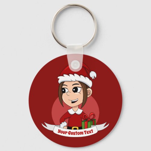 Christmas girl cartoon keychain