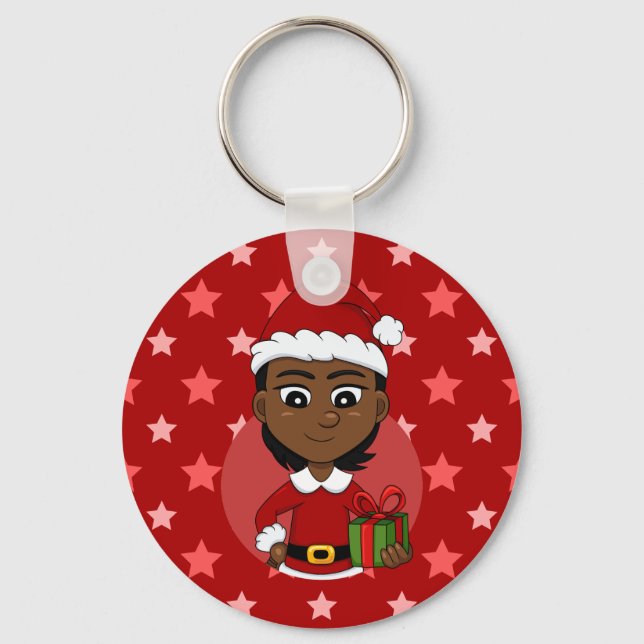 Christmas girl cartoon keychain (Front)