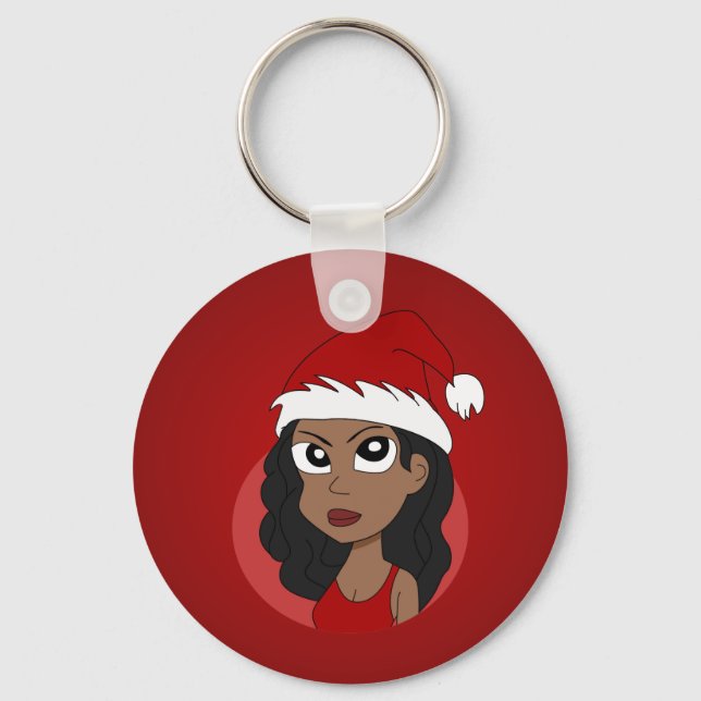 Christmas girl cartoon keychain (Front)