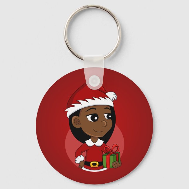 Christmas girl cartoon keychain (Front)