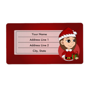 Christmas girl cartoon label