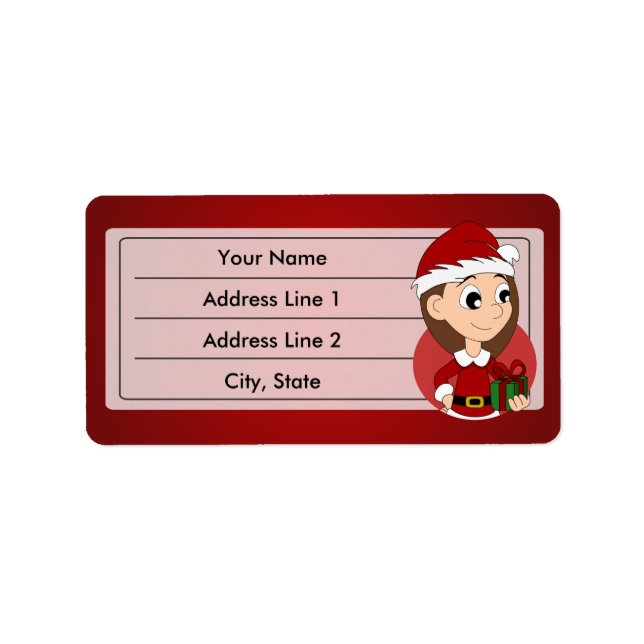 Christmas girl cartoon label (Front)