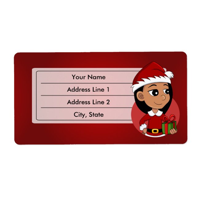 Christmas girl cartoon label (Front)