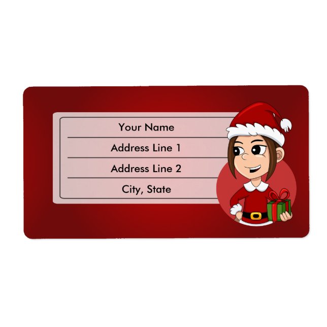 Christmas girl cartoon label (Front)