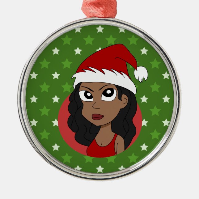 Christmas girl cartoon metal ornament (Front)