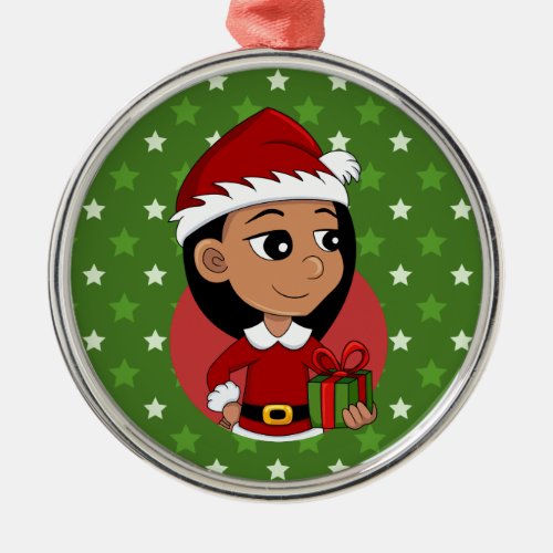 Christmas girl cartoon metal ornament