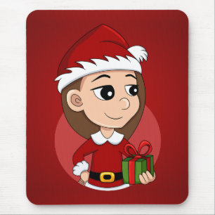 Christmas girl cartoon mouse pad