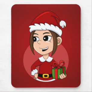 Christmas girl cartoon mouse pad