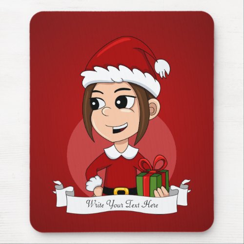 Christmas girl cartoon mouse pad