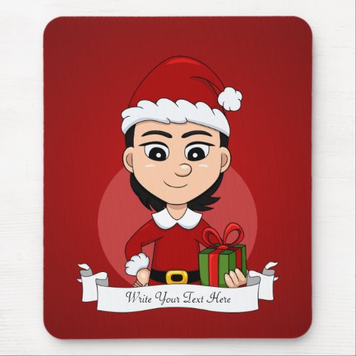 Christmas Girl Cartoon Mouse Pad