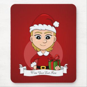 Christmas girl cartoon mouse pad
