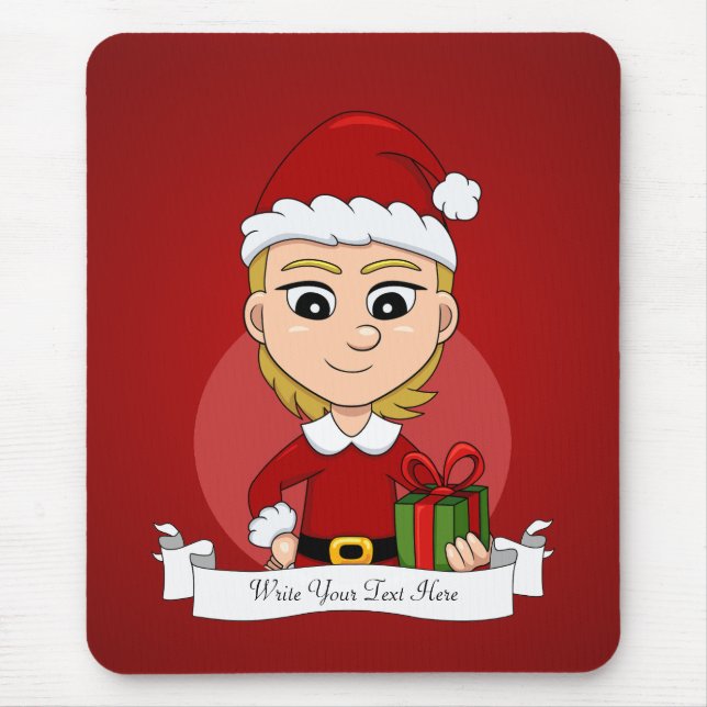 Christmas girl cartoon mouse pad (Front)