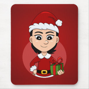 Christmas girl cartoon mouse pad