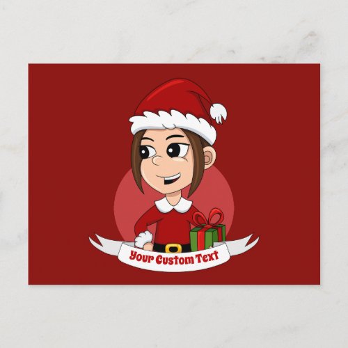 Christmas girl cartoon postcard