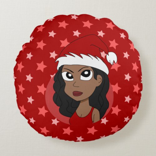 Christmas girl cartoon round pillow