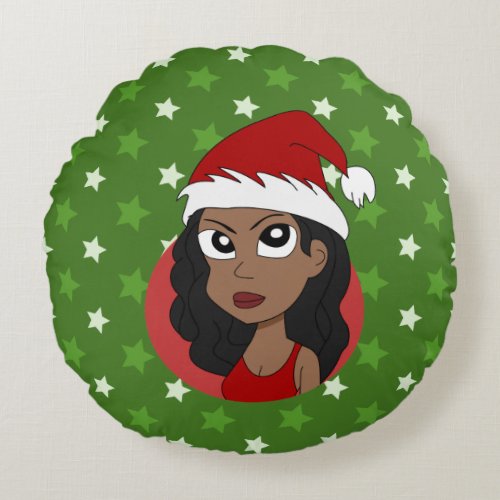 Christmas girl cartoon round pillow