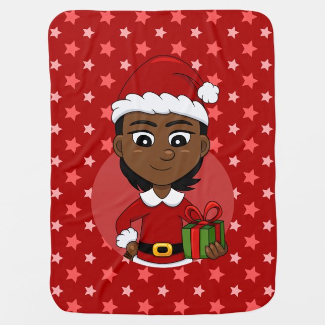 Christmas girl cartoon swaddle blanket (Front)
