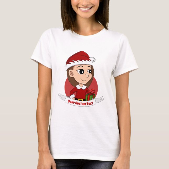 Christmas girl cartoon T-Shirt (Front)