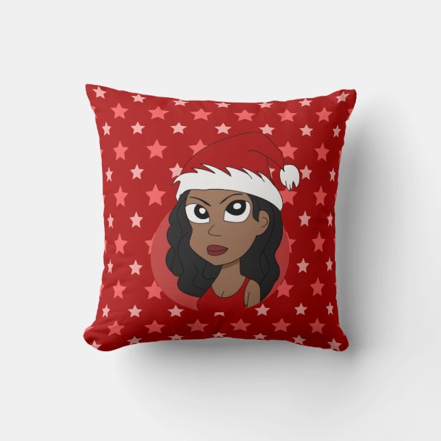 Christmas girl cartoon throw pillow (Front)