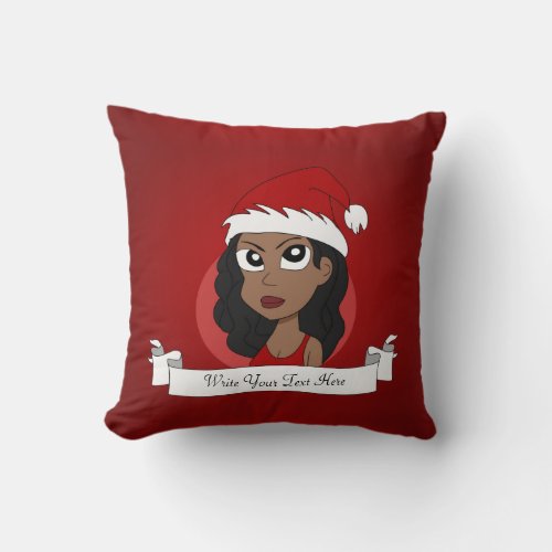 Christmas girl cartoon throw pillow