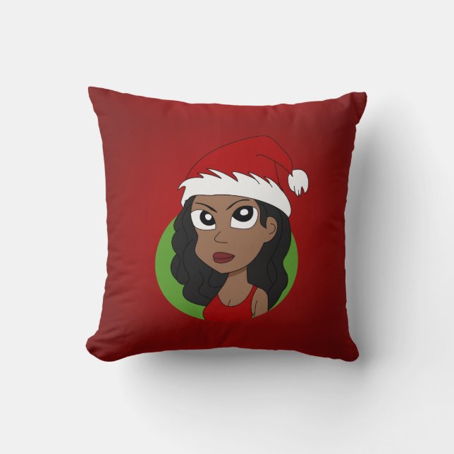 Christmas girl cartoon throw pillow (Front)