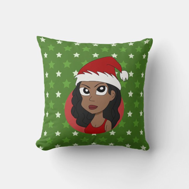 Christmas girl cartoon throw pillow (Front)