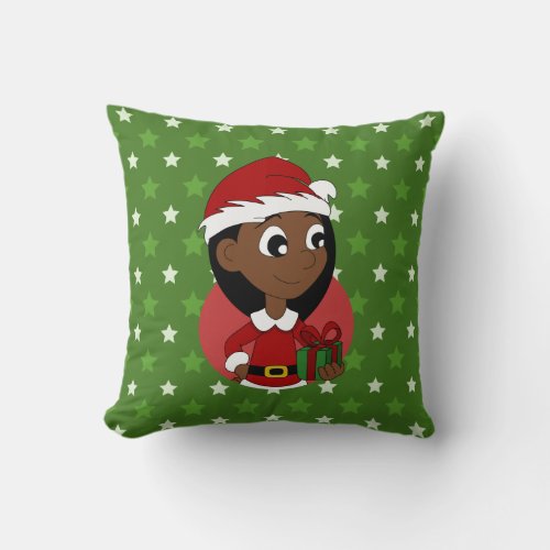 Christmas girl cartoon throw pillow