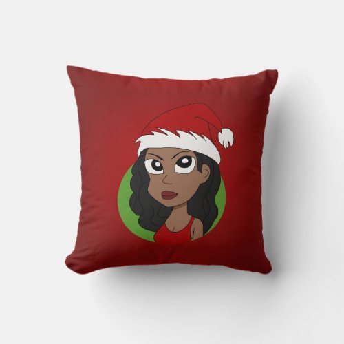 Christmas girl cartoon throw pillow