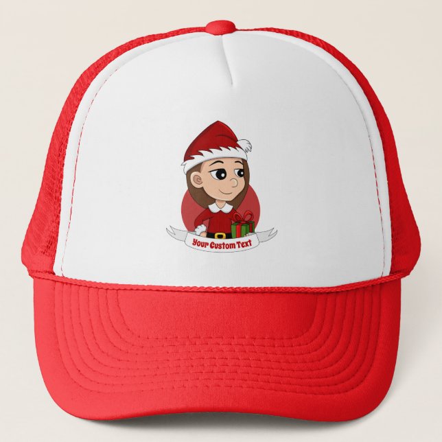 Christmas girl cartoon trucker hat (Front)