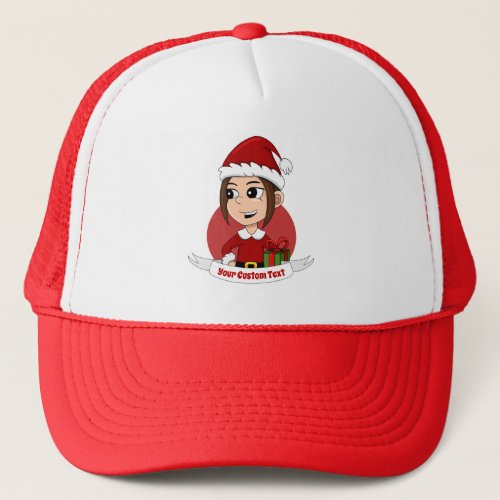 Christmas girl cartoon trucker hat