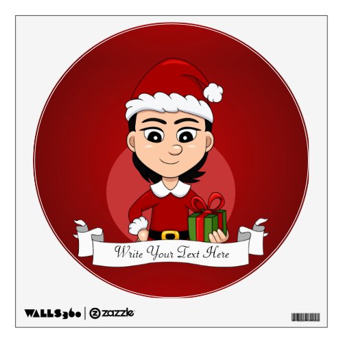 Christmas Girl Cartoon Wall Sticker