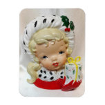 Christmas Girl Child Head Vase Present Holly Cute Magnet