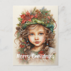 Christmas Girl Custom 16 of 25 Holiday Postcard