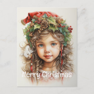 Christmas Girl Custom 17 of 25 Holiday Postcard
