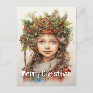 Christmas Girl Custom 18 of 25 Holiday Postcard