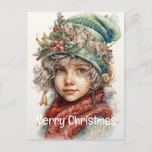 Christmas Girl Custom 22 of 25 Holiday Postcard