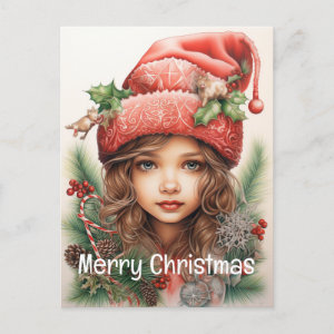 Christmas Girl Custom 3 of 25 Holiday Postcard