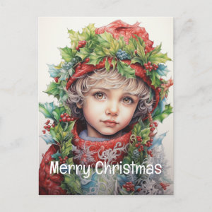 Christmas Girl Custom 4 of 25 Holiday Postcard