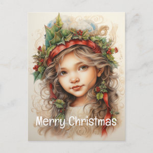 Christmas Girl Custom 5 of 25 Holiday Postcard