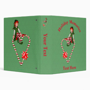 Christmas Girl Elf Heart Holiday Personalized 3 Ring Binder