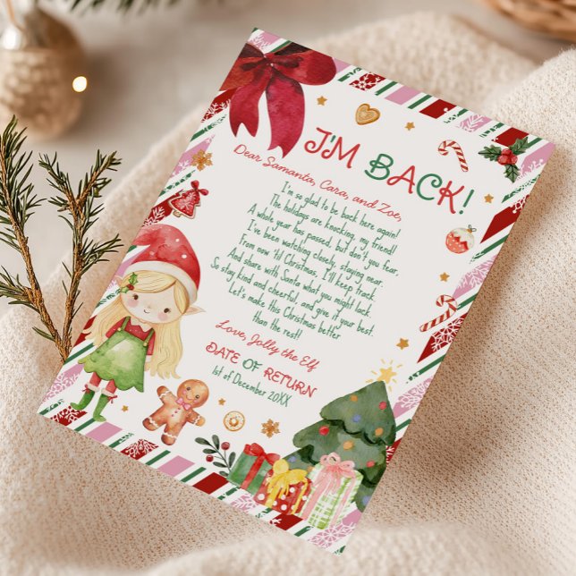 Christmas Girl Letter from Elf Letter Card (Christmas Blonde Hair Light Girl Letter from Elf Letter Card)